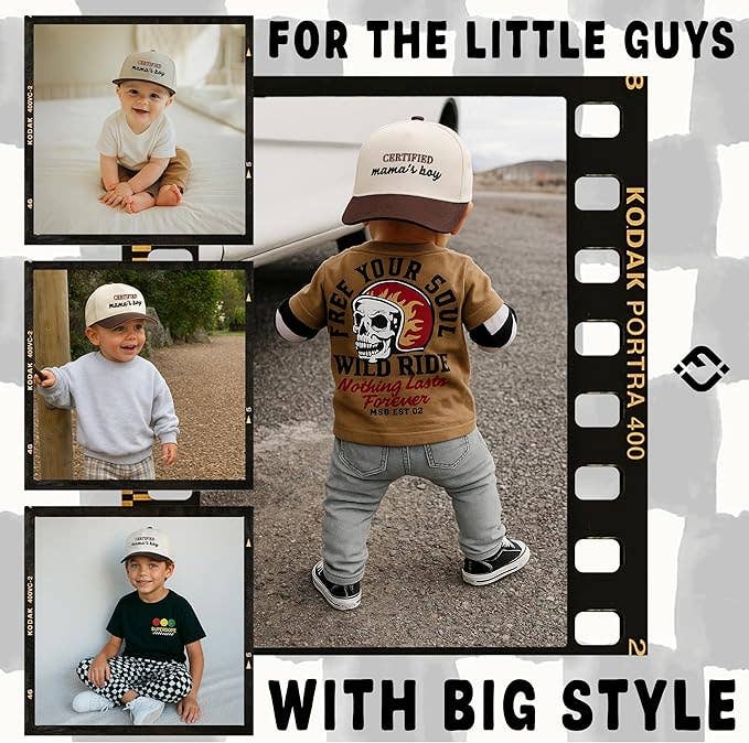 Kid/Baby 2-Tone Cap: Certified Mamas Boy Brown/Beige