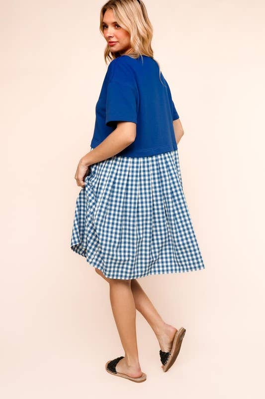 Plus French Terry Twofer Babydoll Dress