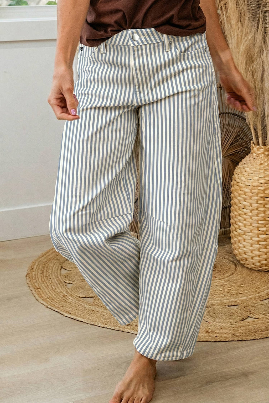 Spring 2026 Western Apparel Stripe Casual Barrel Jeans