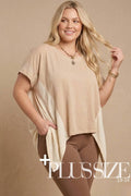 Colorblock Pointed Bottom Hem Top in PLUS SIZE