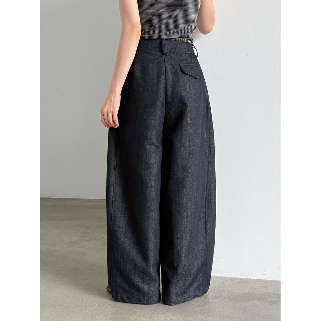 Drapey Wide-Leg Pants for Women High-Waisted Slimming Casual Office Trousers