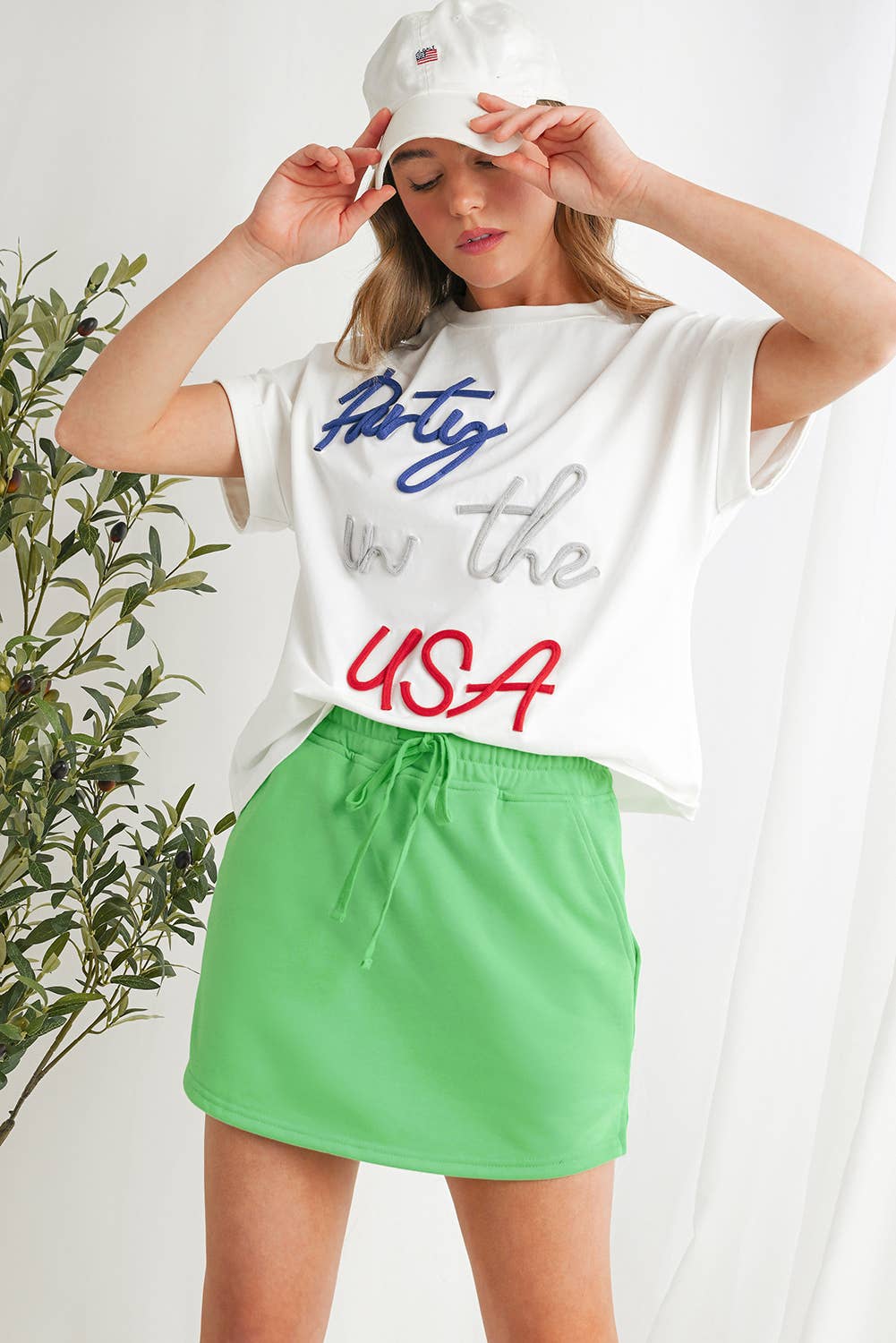 Casual Drawstring Mini French Terry Skort | S-XL