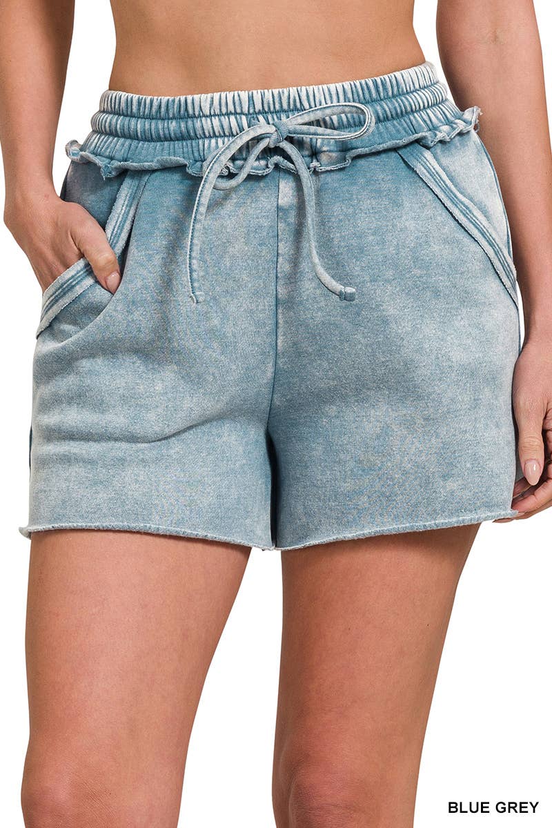 `Fleece Shorts Acid Wash & Solid