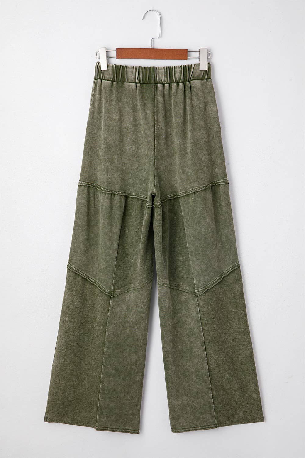 Mineral Wash Tiered Wide Leg Patchwork Drawstring Pants S-4X