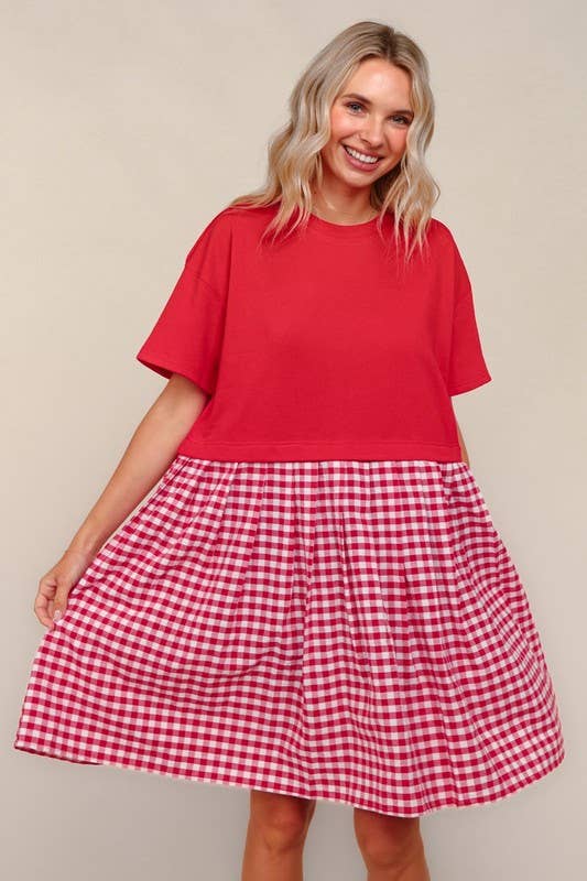 Plus French Terry Twofer Babydoll Dress