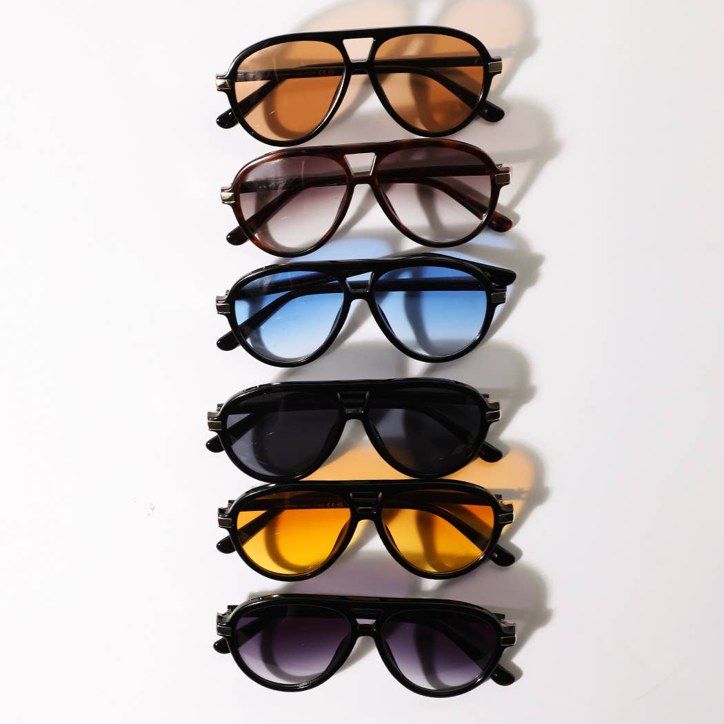 Retro Aviator Fashion Sunglasses Assorted Color Lens