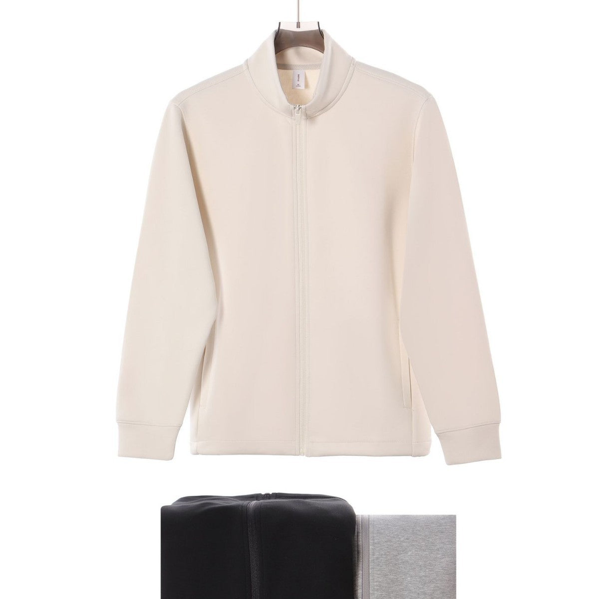 Zipper stand up collar cardigan jacket