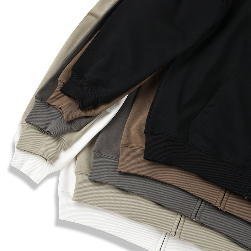 Hooded zipper long sleeved sweatshirt
