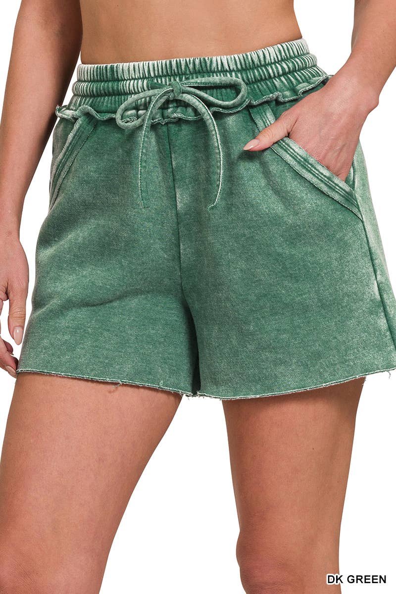 `Fleece Shorts Acid Wash & Solid