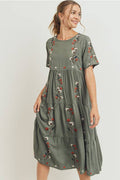 Floral Embroidered Tier Dress