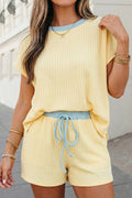 Ribbed Contrast Trim 2pcs Shorts Set | S-XL Plus 1X-4X
