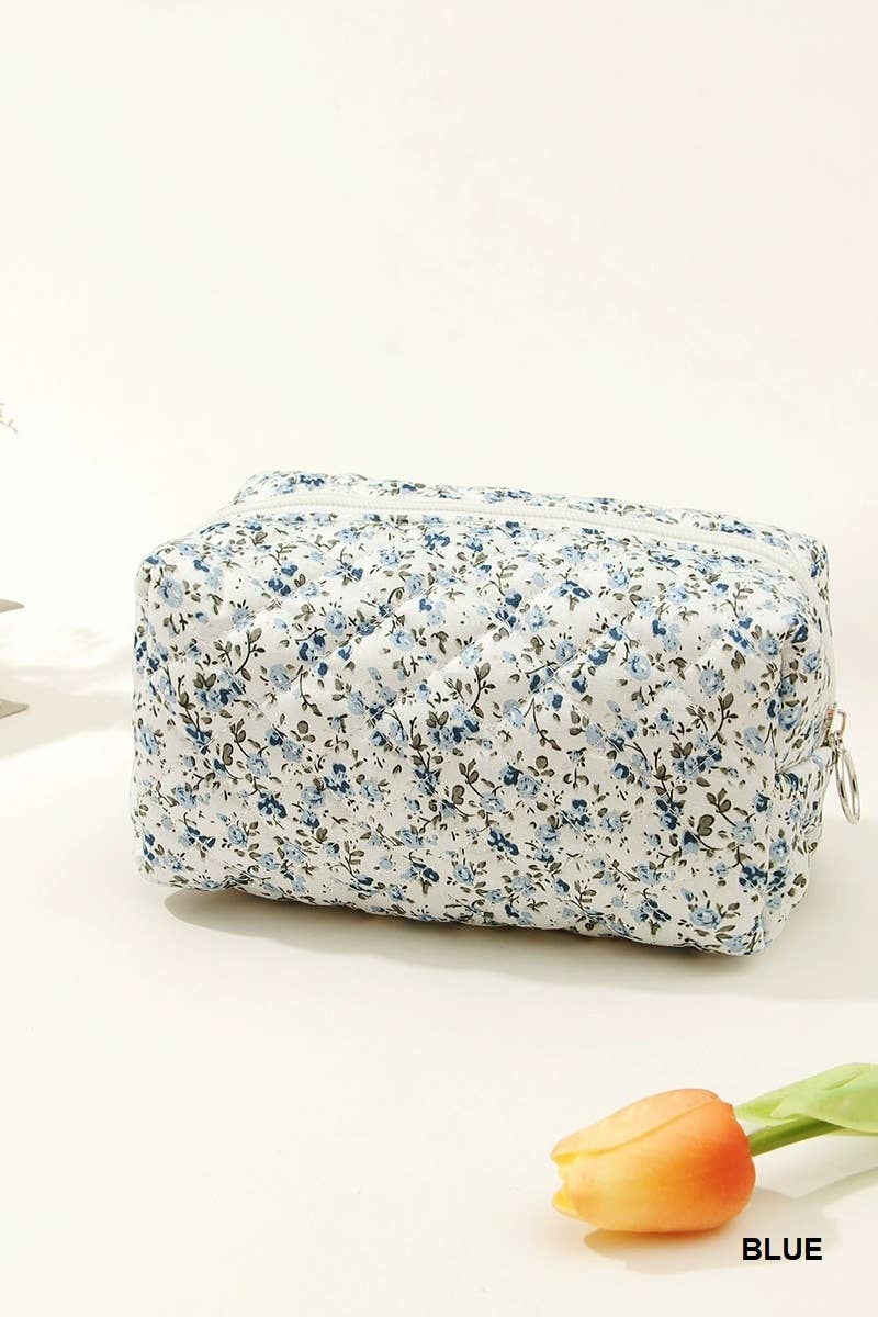 Ditsy Quilted Floral Cosmetic Pouch Bag