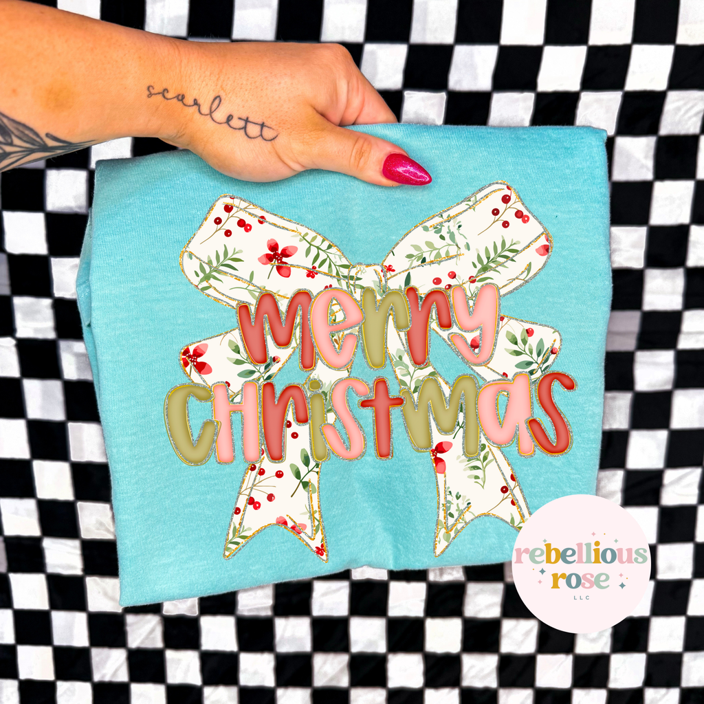 Merry Christmas Bow Christmas Graphic T-shirt