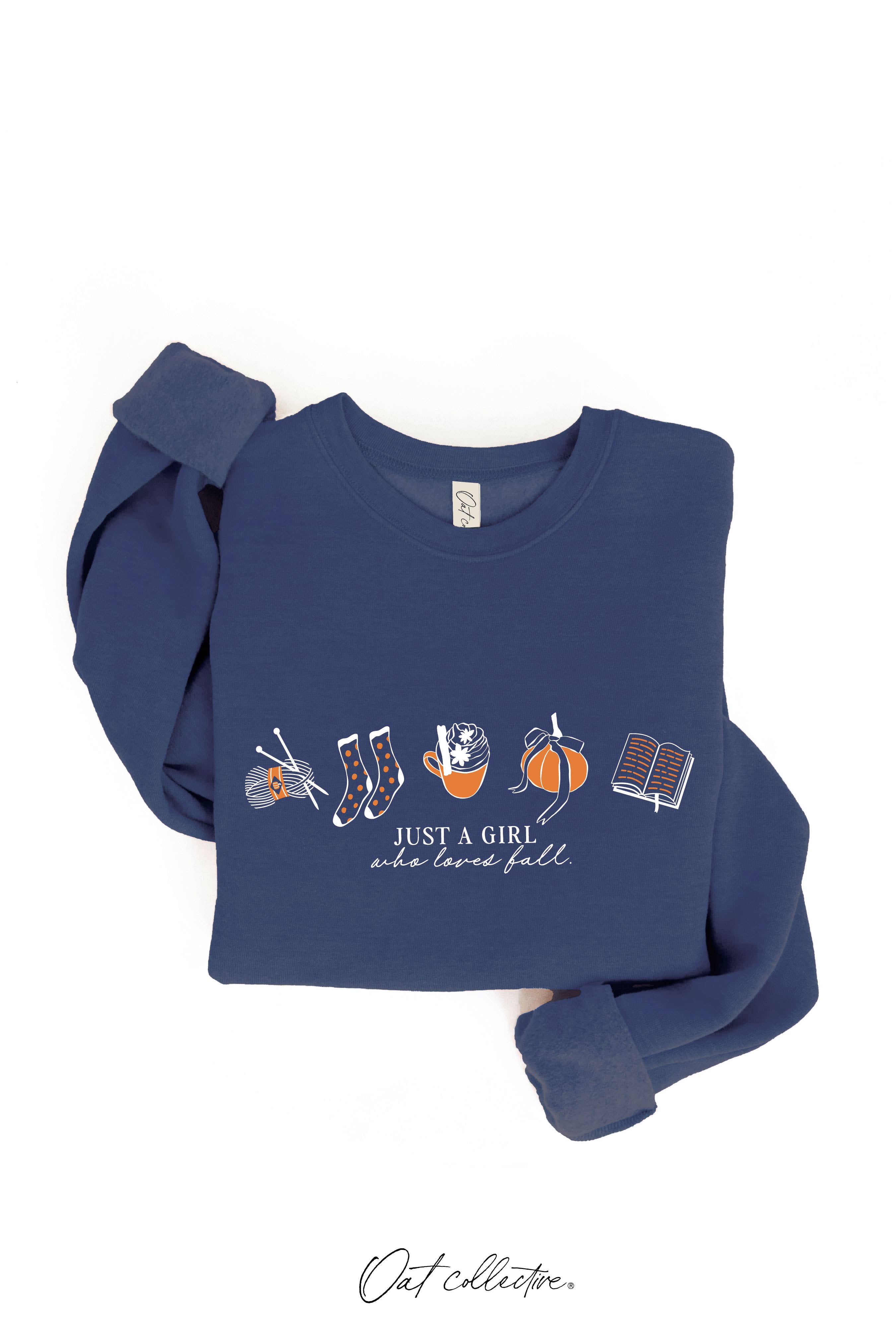 JUST A GIRL WHO LOVES FALL Graphic Sweatshirt
