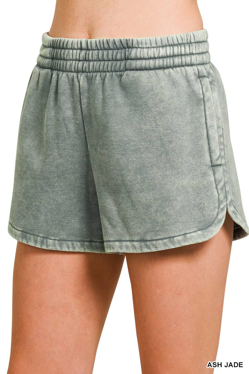 `Fleece Shorts Acid Wash & Solid