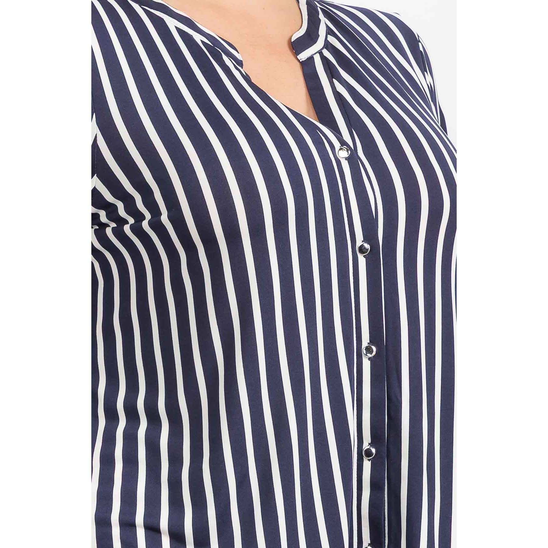 PLUS STRIPE MANDERINE SHIRT