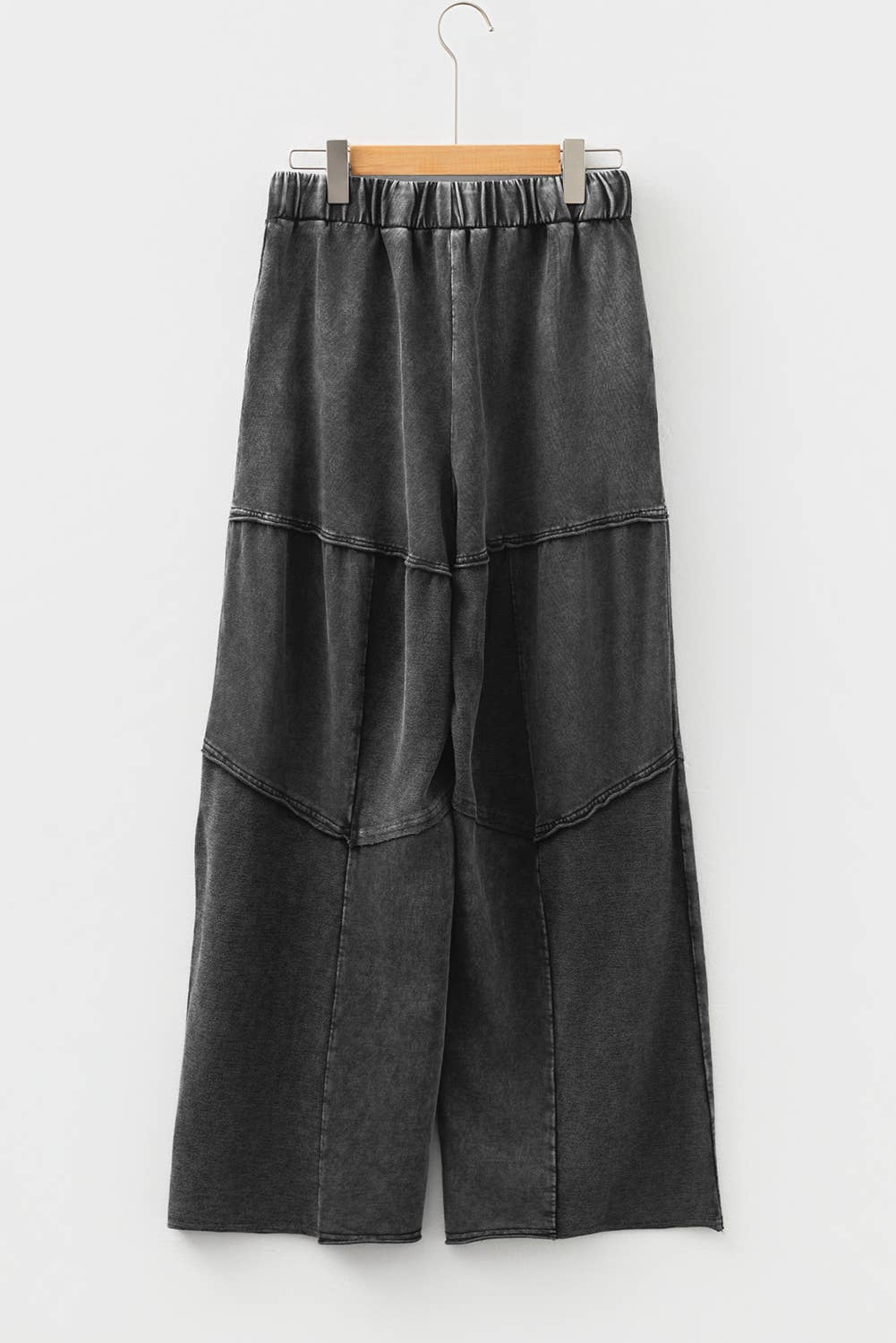 Mineral Wash Tiered Wide Leg Patchwork Drawstring Pants S-4X