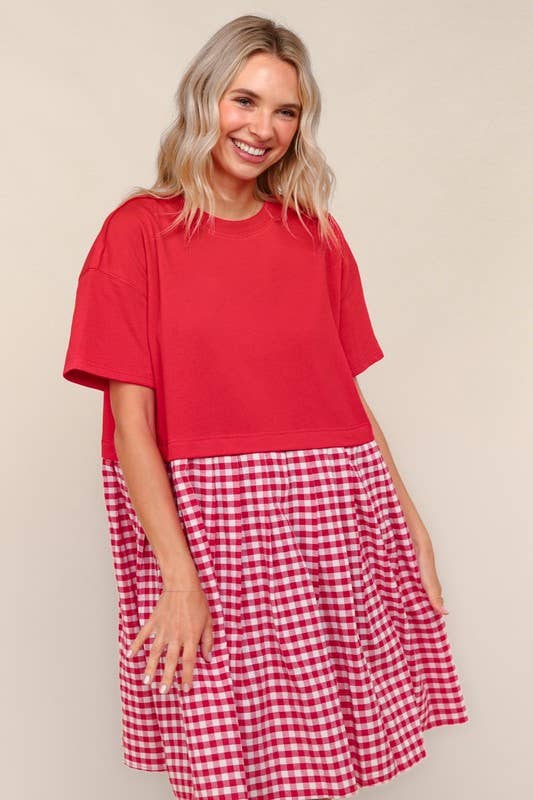 Plus French Terry Twofer Babydoll Dress