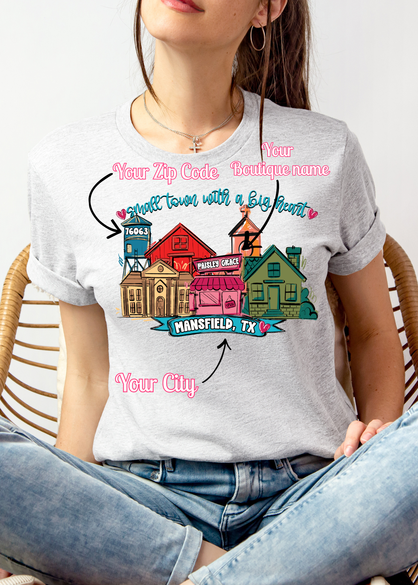 Small Town, Big Heart Custom T-shirts