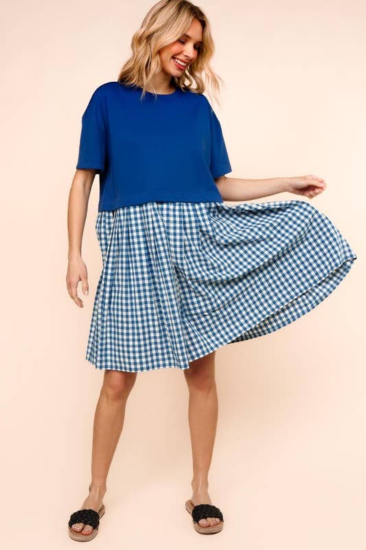 Plus French Terry Twofer Babydoll Dress
