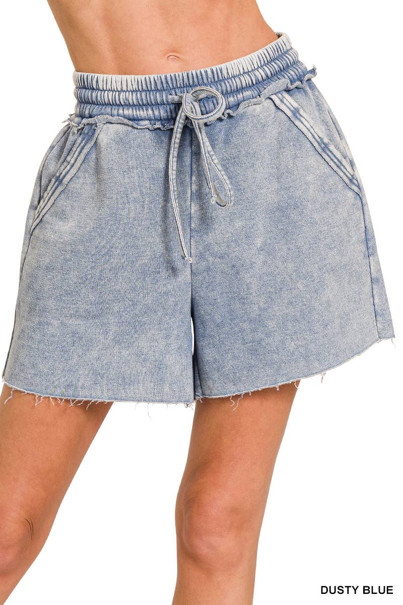 `Fleece Shorts Acid Wash & Solid