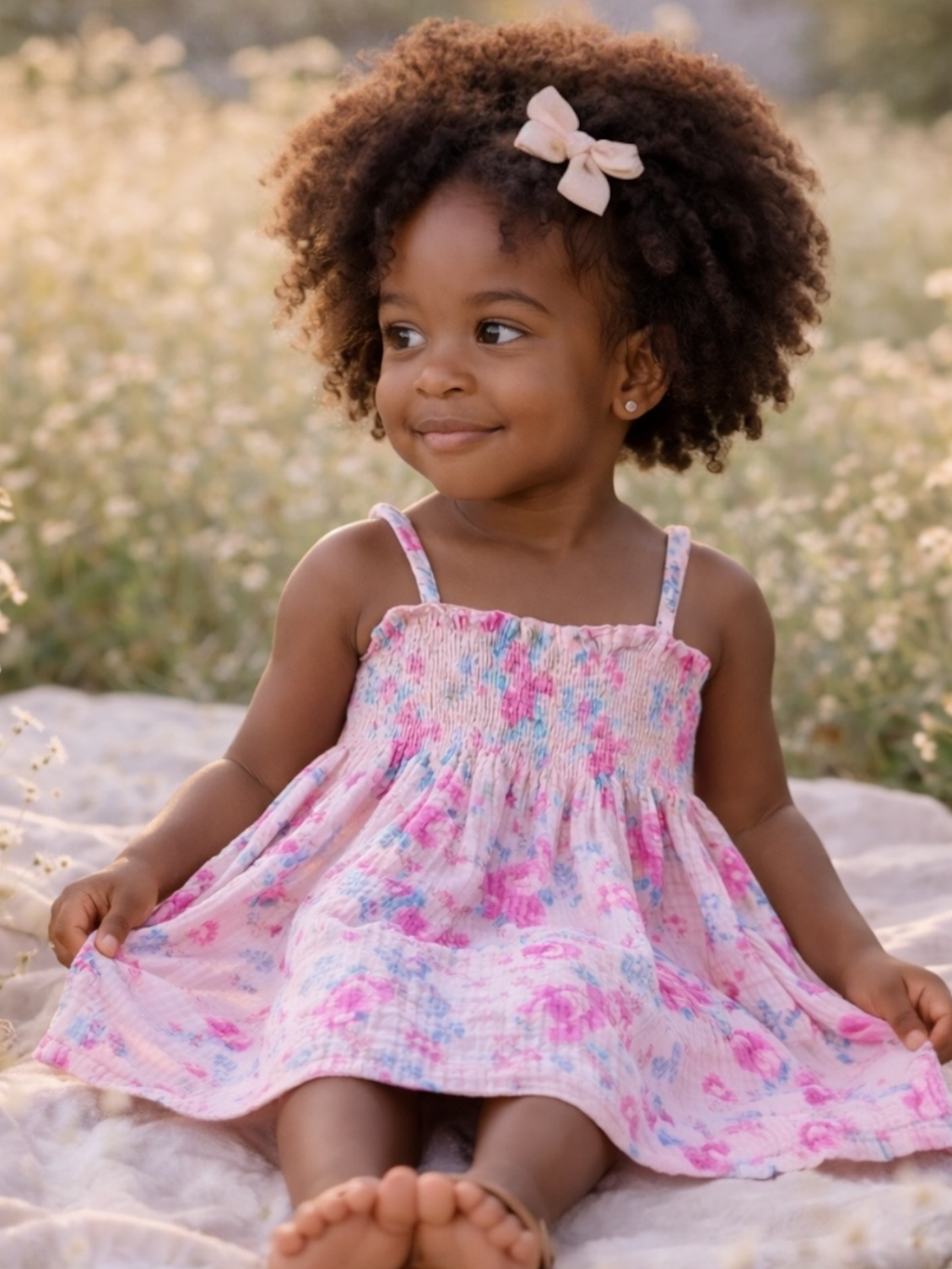 Muslin Smocked Tube Dress, Garden Secrets