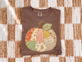 Espresso Faux Patchwork Pumpkin Fall Graphic T-shirt