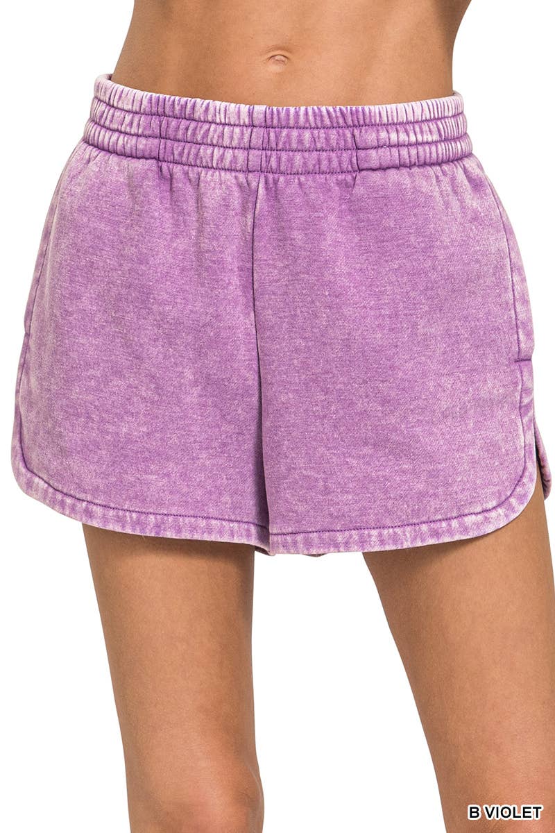 `Fleece Shorts Acid Wash & Solid