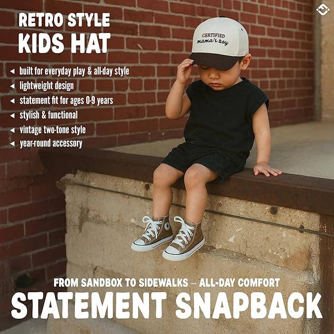 Kid/Baby 2-Tone Cap: Certified Mamas Boy Brown/Beige