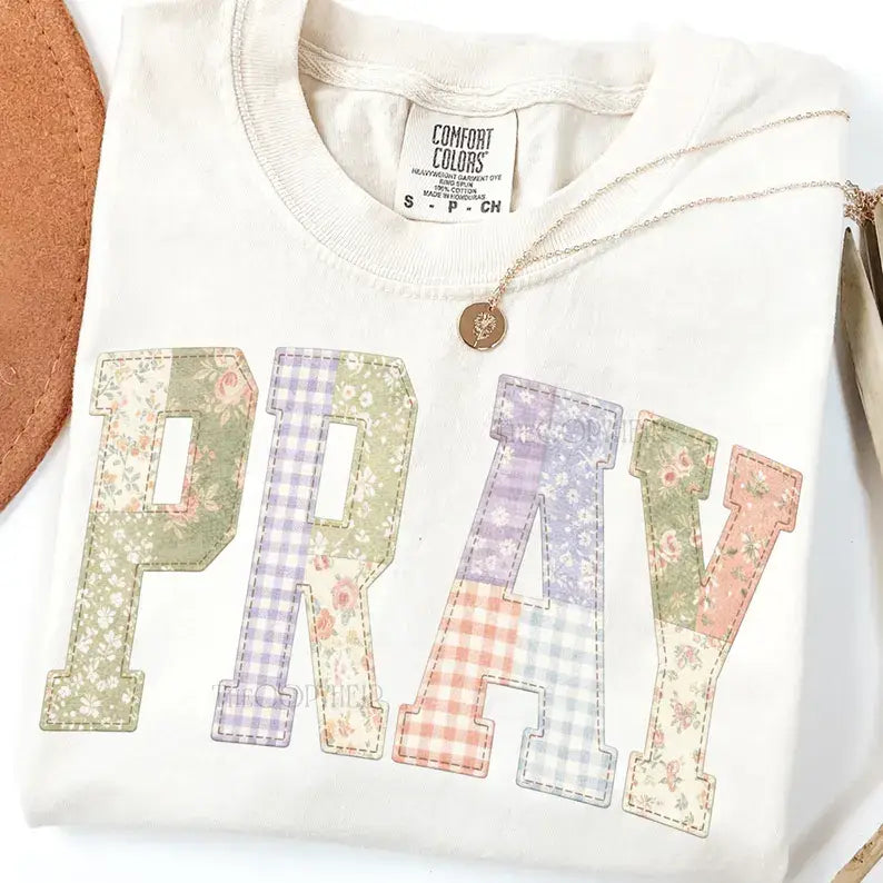 Patchwork PRAY Comfort Colors Tee