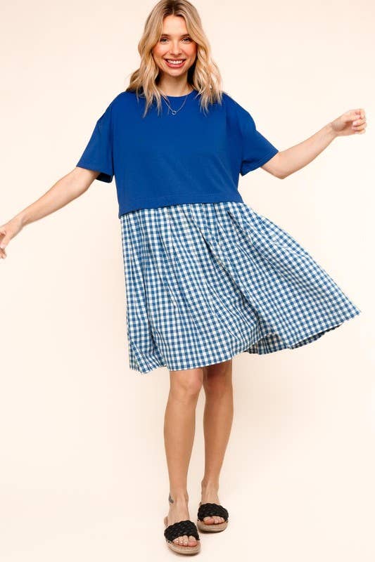 Plus French Terry Twofer Babydoll Dress