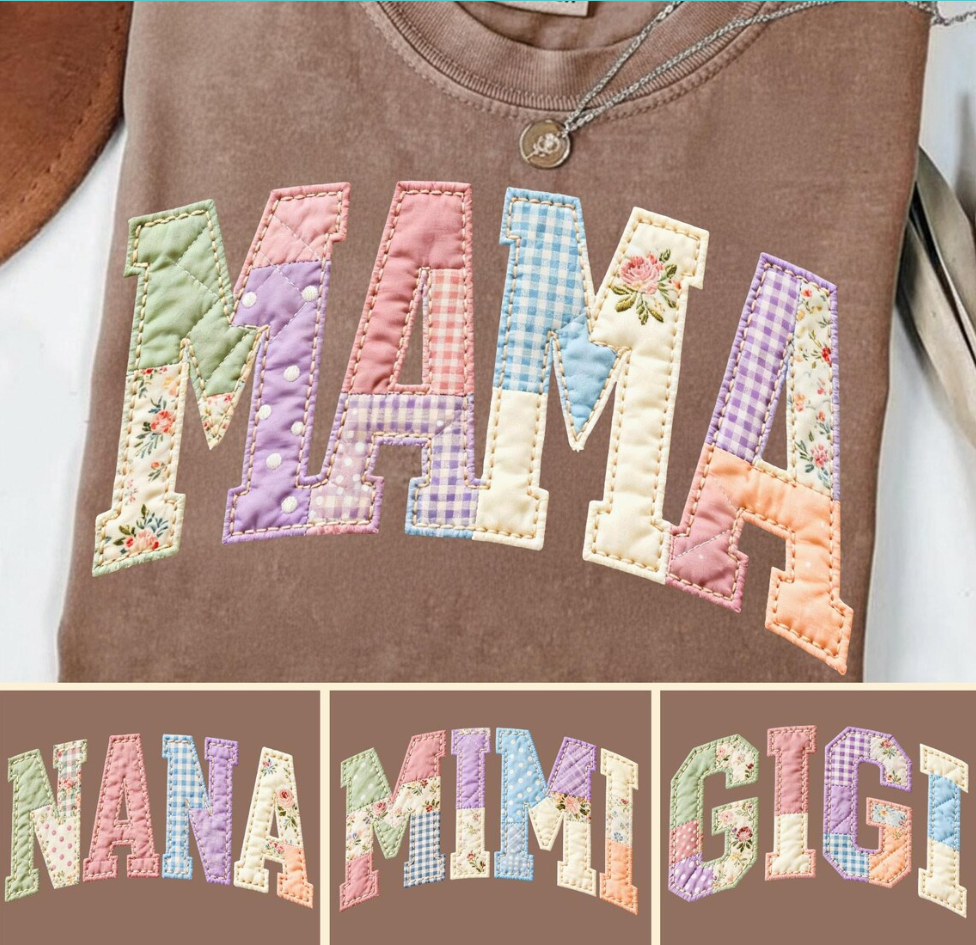 Mama/Nana/Mimi/Gigi Faux Patchwork Mother's Day Shirt