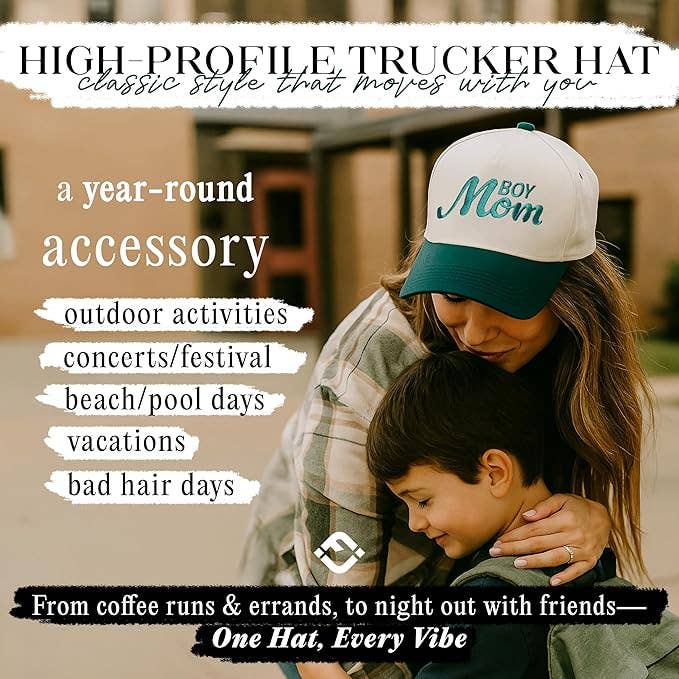 Two Tone Cap - Boy Mom - Green/Beige