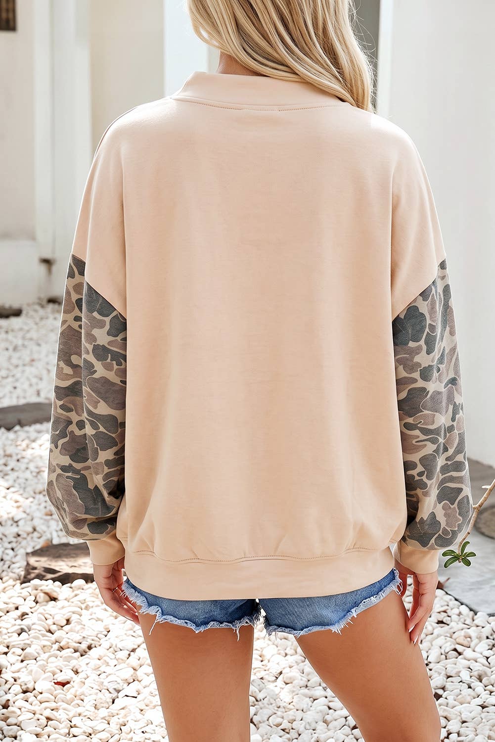NEW Camo Colorblock Contrast Trim Oversized Sweatshirt