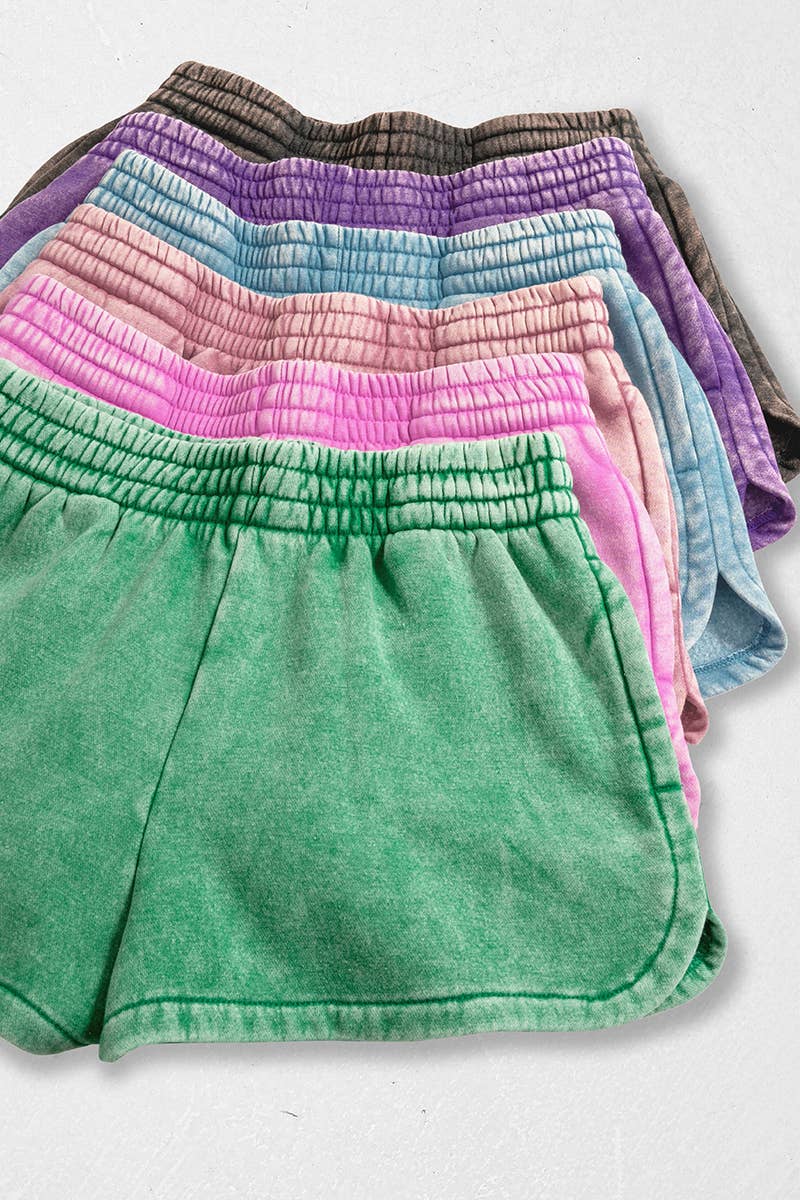 `Fleece Shorts Acid Wash & Solid