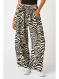 Zebra Print Pull-On Barrel Leg Pants