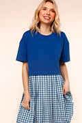 Plus French Terry Twofer Babydoll Dress