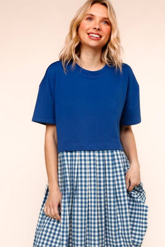 Plus French Terry Twofer Babydoll Dress