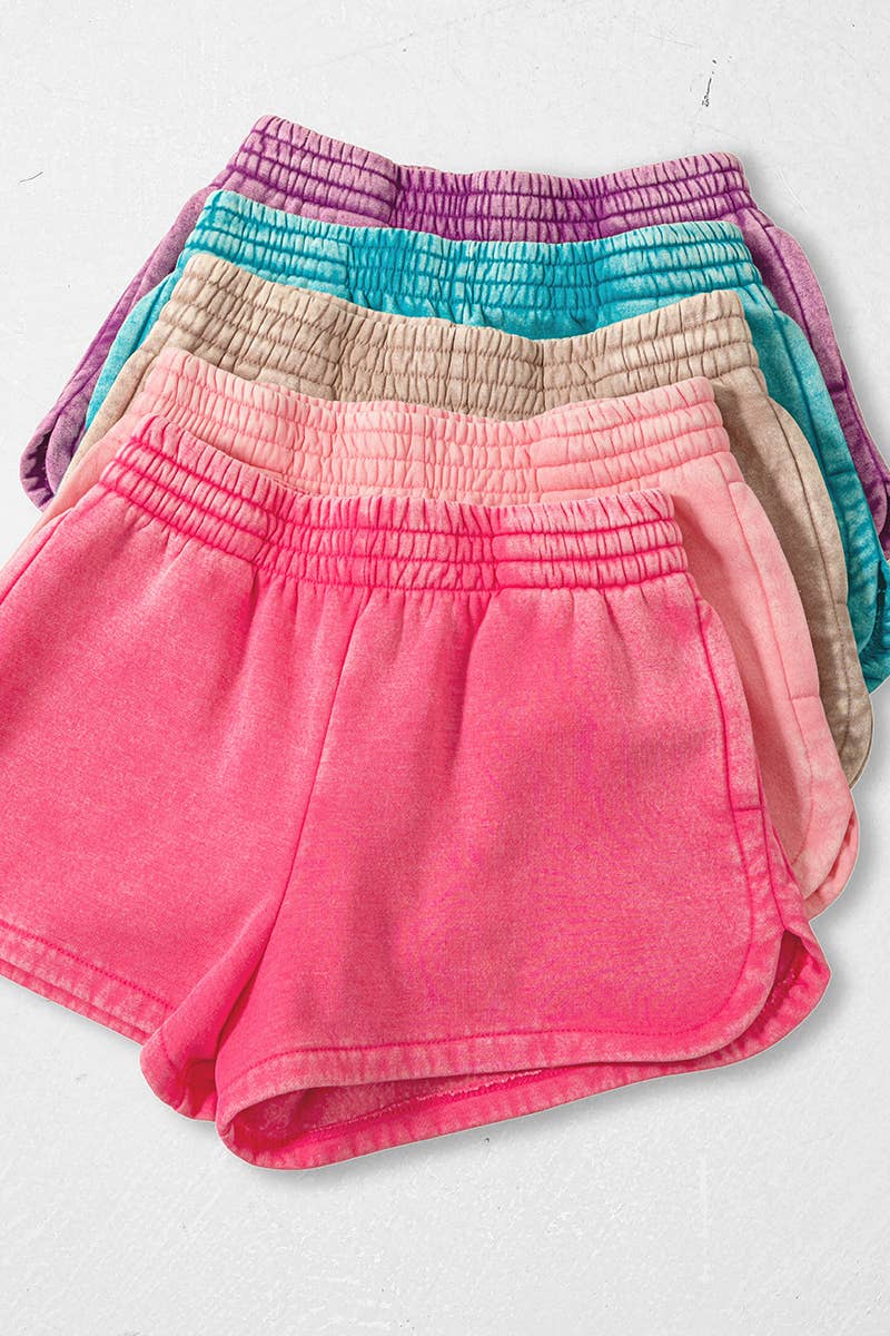 `Fleece Shorts Acid Wash & Solid